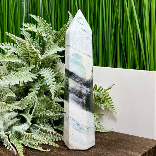 Ocean Sea Jasper Tower Healing Crystal Generator 452g 182mm