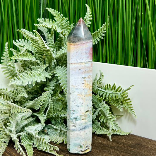 Ocean Sea Jasper Tower Healing Crystal Generator 220g 167mm