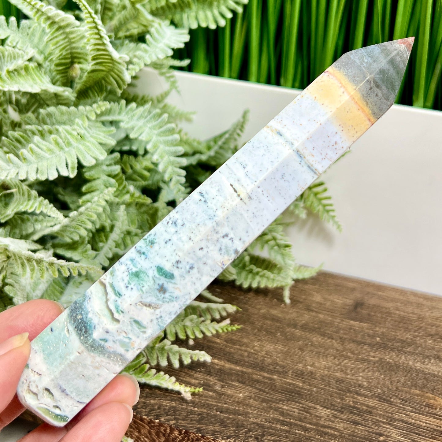 Ocean Sea Jasper Tower Healing Crystal Generator 220g 167mm