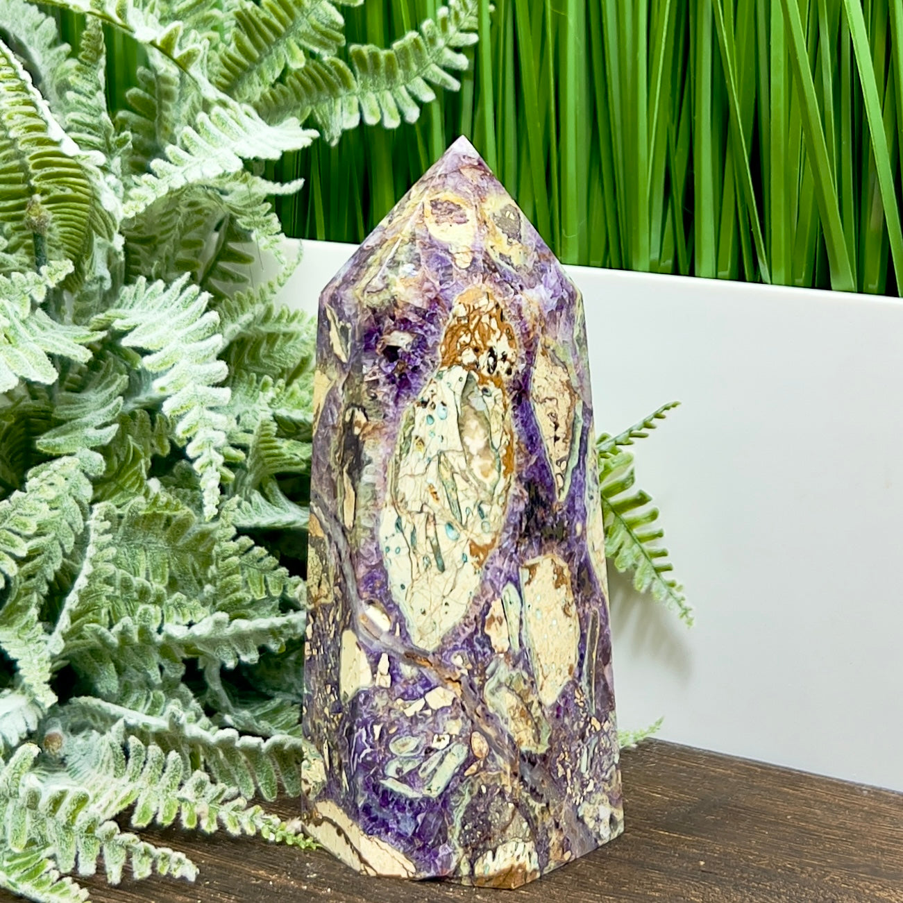 Brecciated Purple Jasper Tower Healing Crystal Generator 598g 131mm