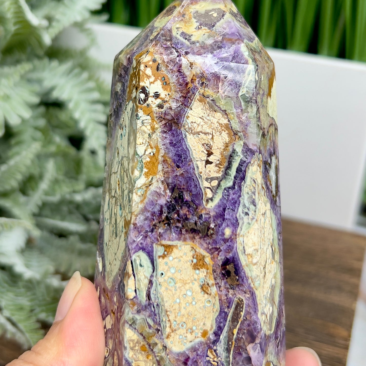 Brecciated Purple Jasper Tower Healing Crystal Generator 598g 131mm