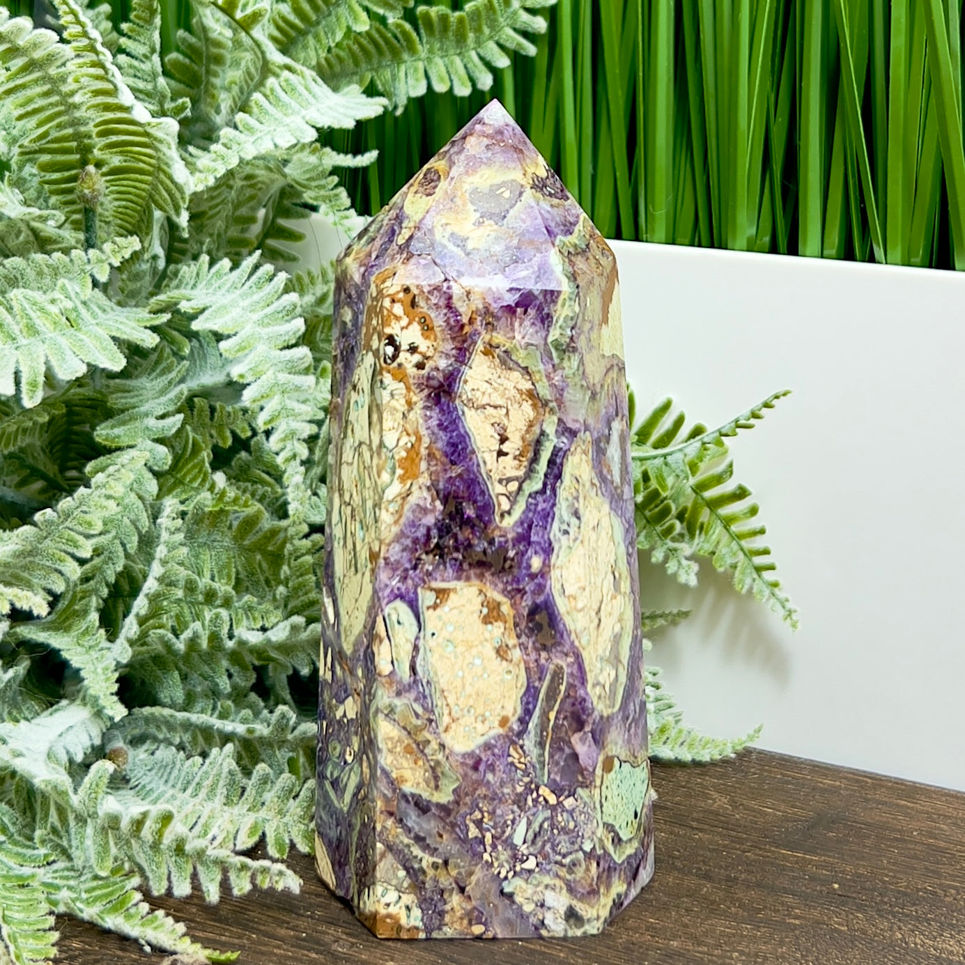 Brecciated Purple Jasper Tower Healing Crystal Generator 598g 131mm