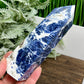 Sodalite Poets Stone Blue Tower Healing Crystal Generator 506g 157mm