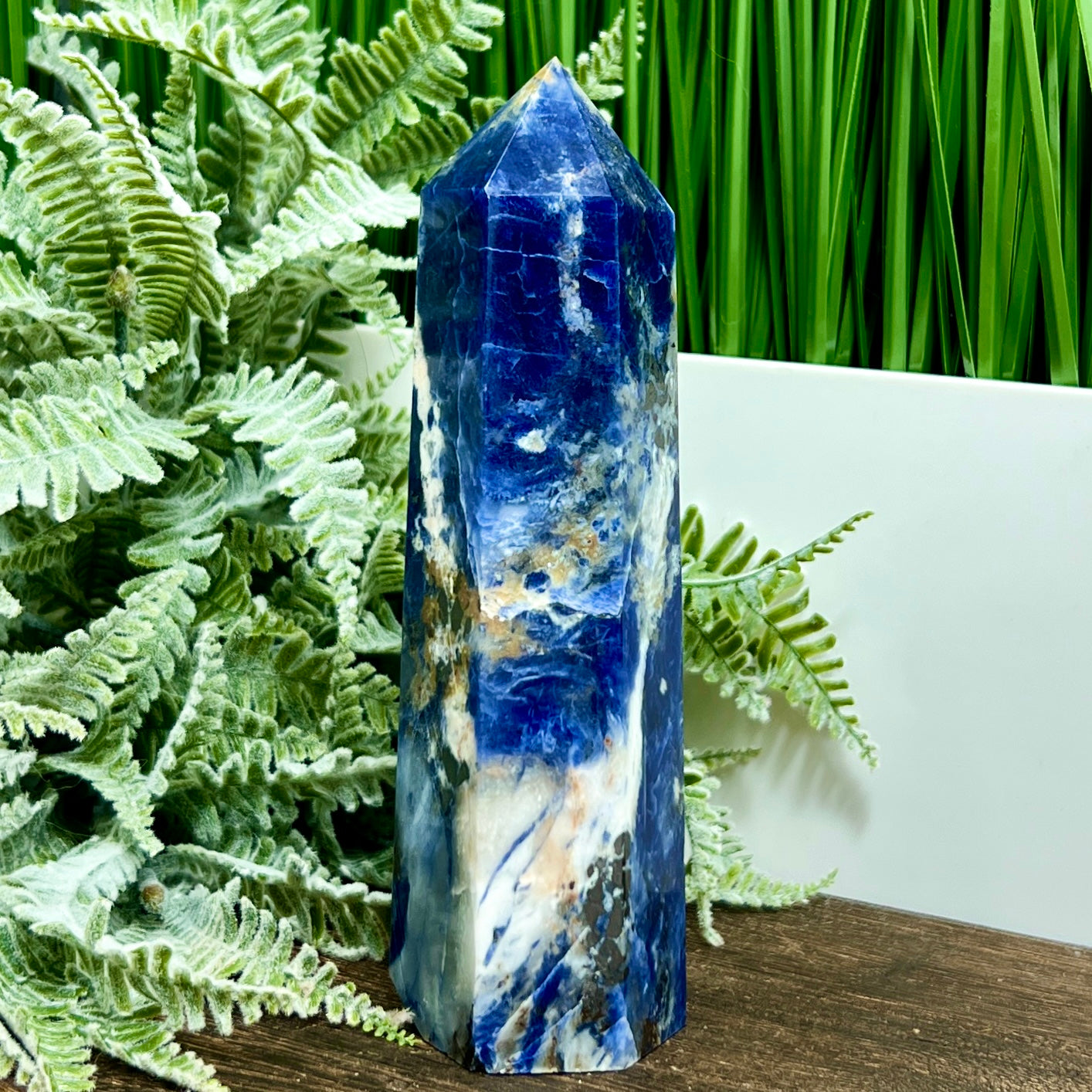 Sodalite with Pyrite Poets Stone Blue Tower Healing Crystal Generator 460g 151mm