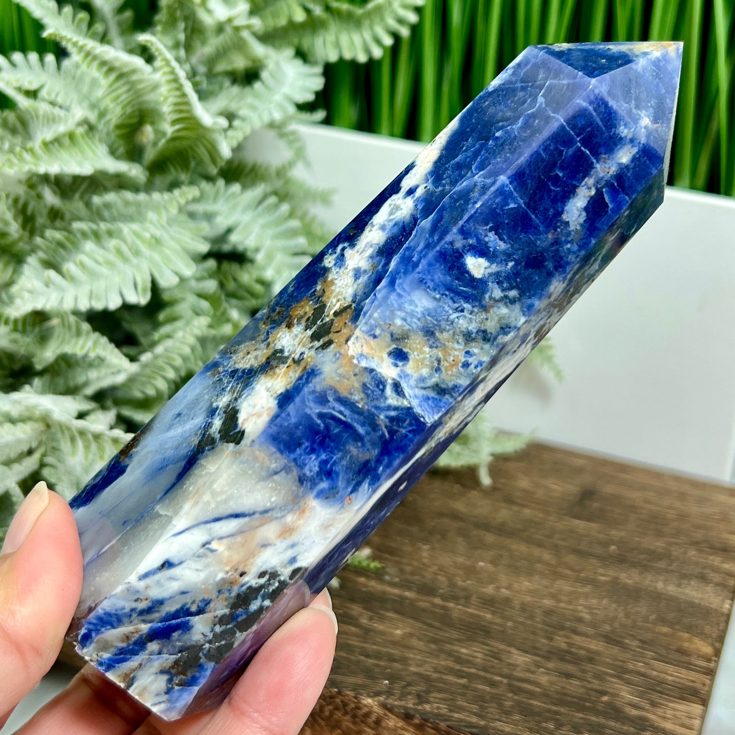 Sodalite with Pyrite Poets Stone Blue Tower Healing Crystal Generator 460g 151mm