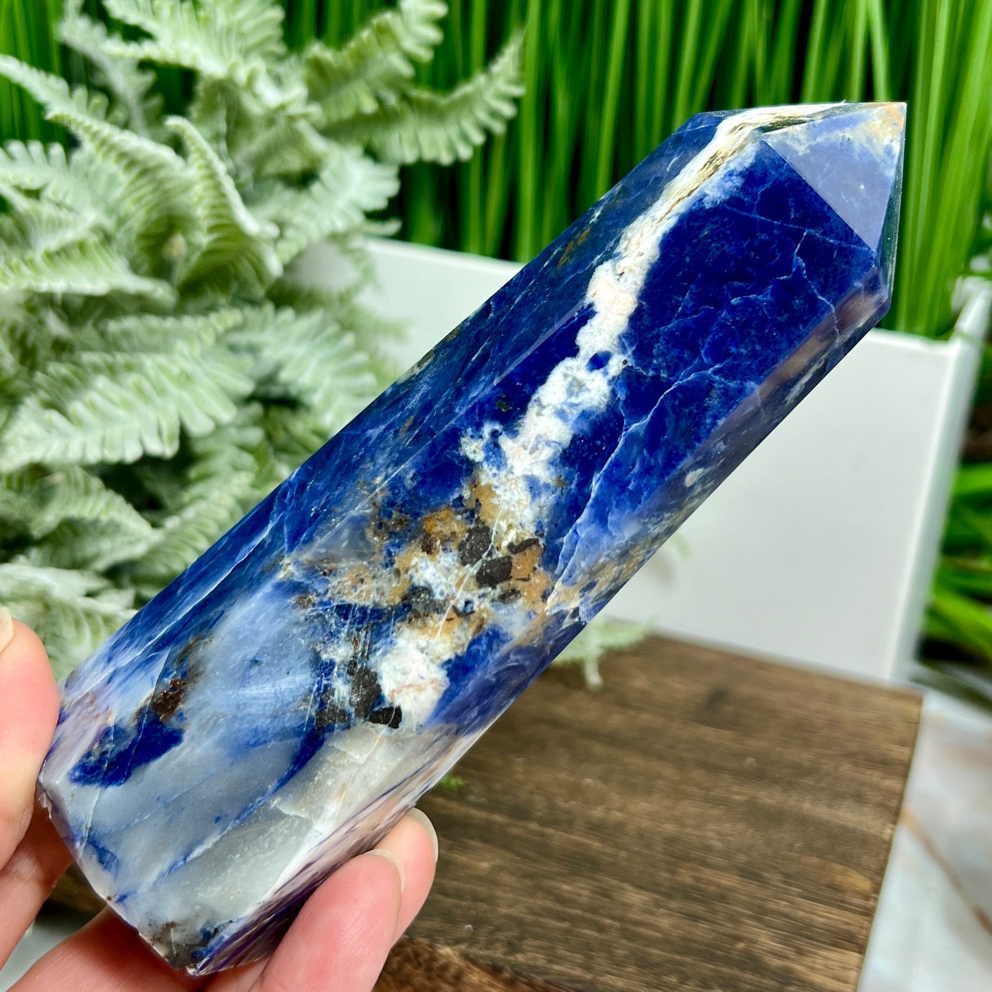 Sodalite with Pyrite Poets Stone Blue Tower Healing Crystal Generator 460g 151mm