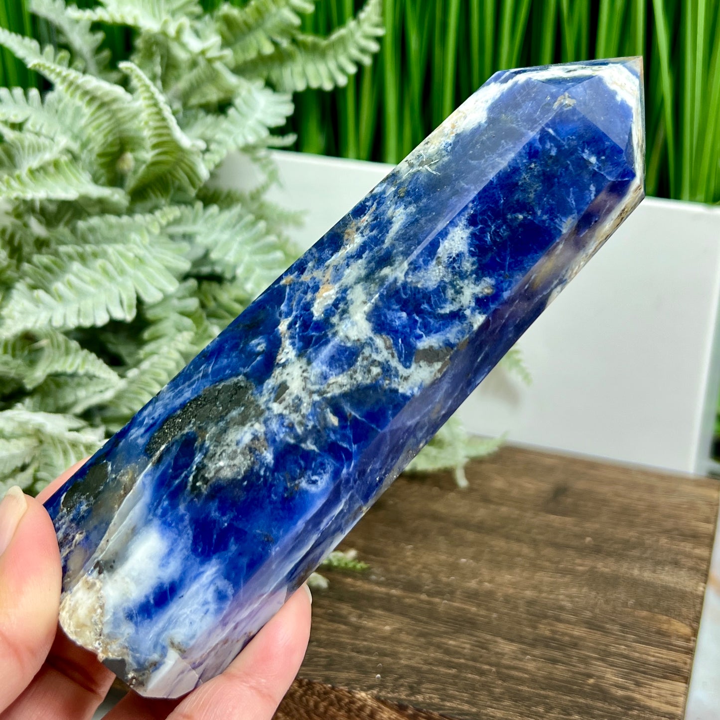 Sodalite with Pyrite Poets Stone Blue Tower Healing Crystal Generator 460g 151mm