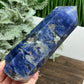 Sodalite with Pyrite Poets Stone Blue Tower Healing Crystal Generator 518g 145mm