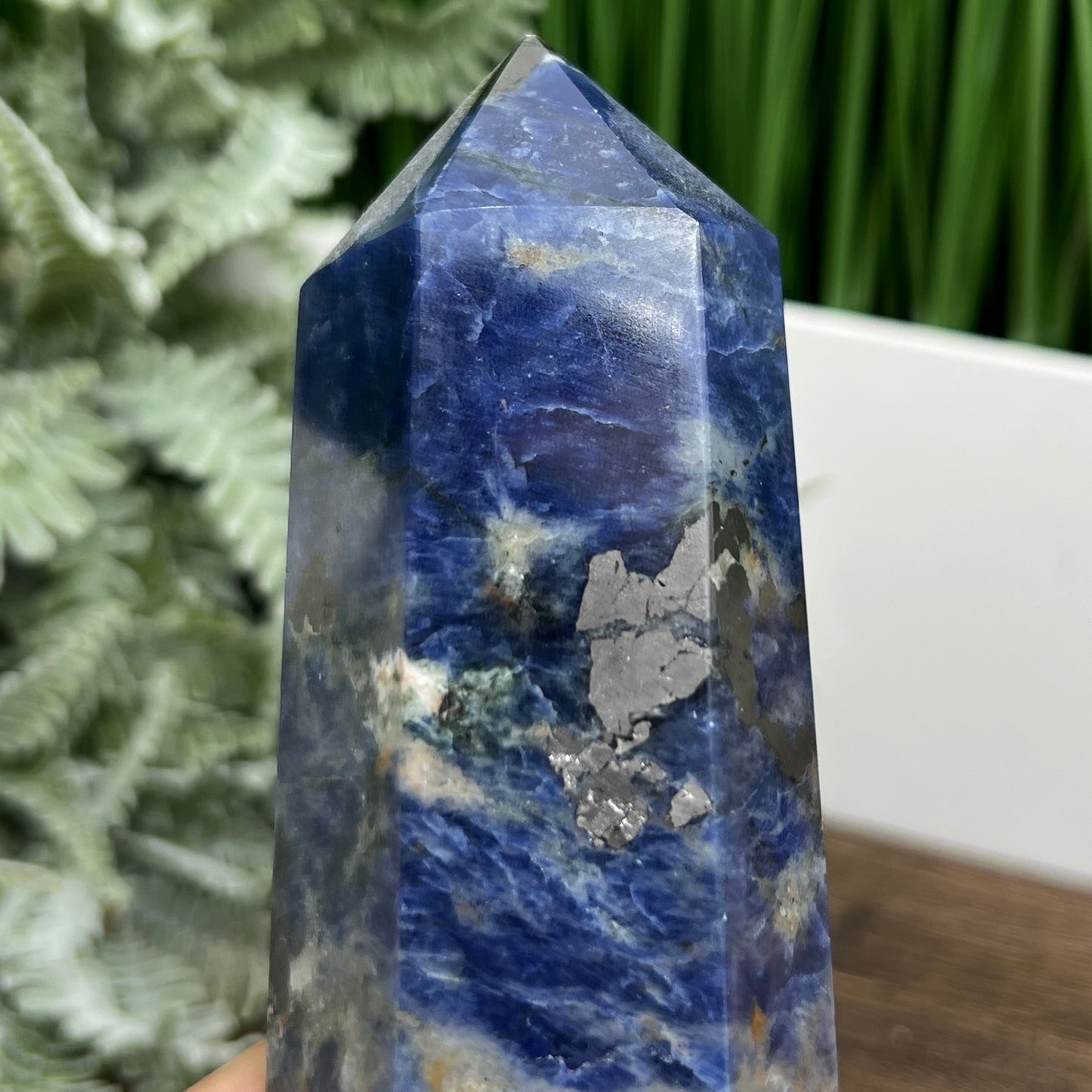 Sodalite with Pyrite Poets Stone Blue Tower Healing Crystal Generator 518g 145mm