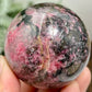 Rhodonite in Quartz Sphere Peru Healing Crystal Ball 326g 59mm