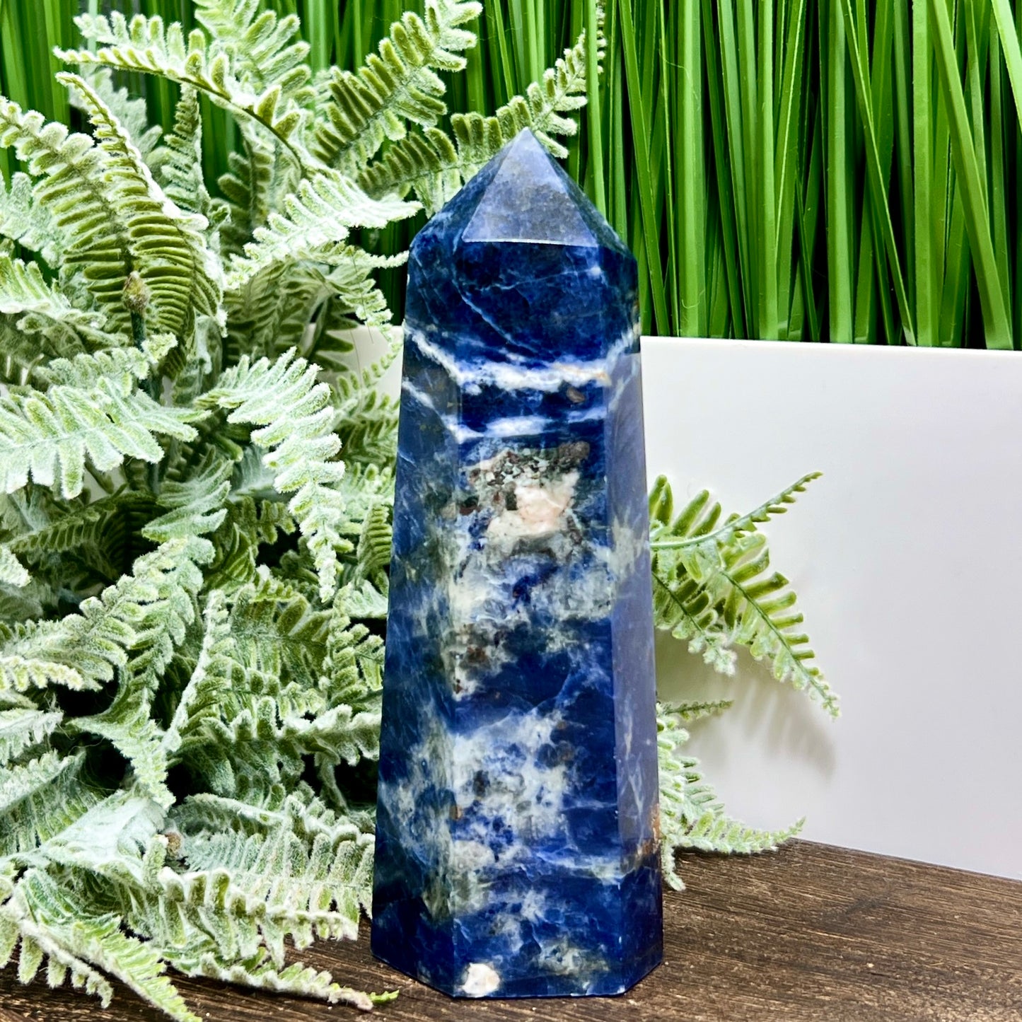 Sodalite with Pyrite Poets Stone Blue Tower Healing Crystal Generator 376g 139mm