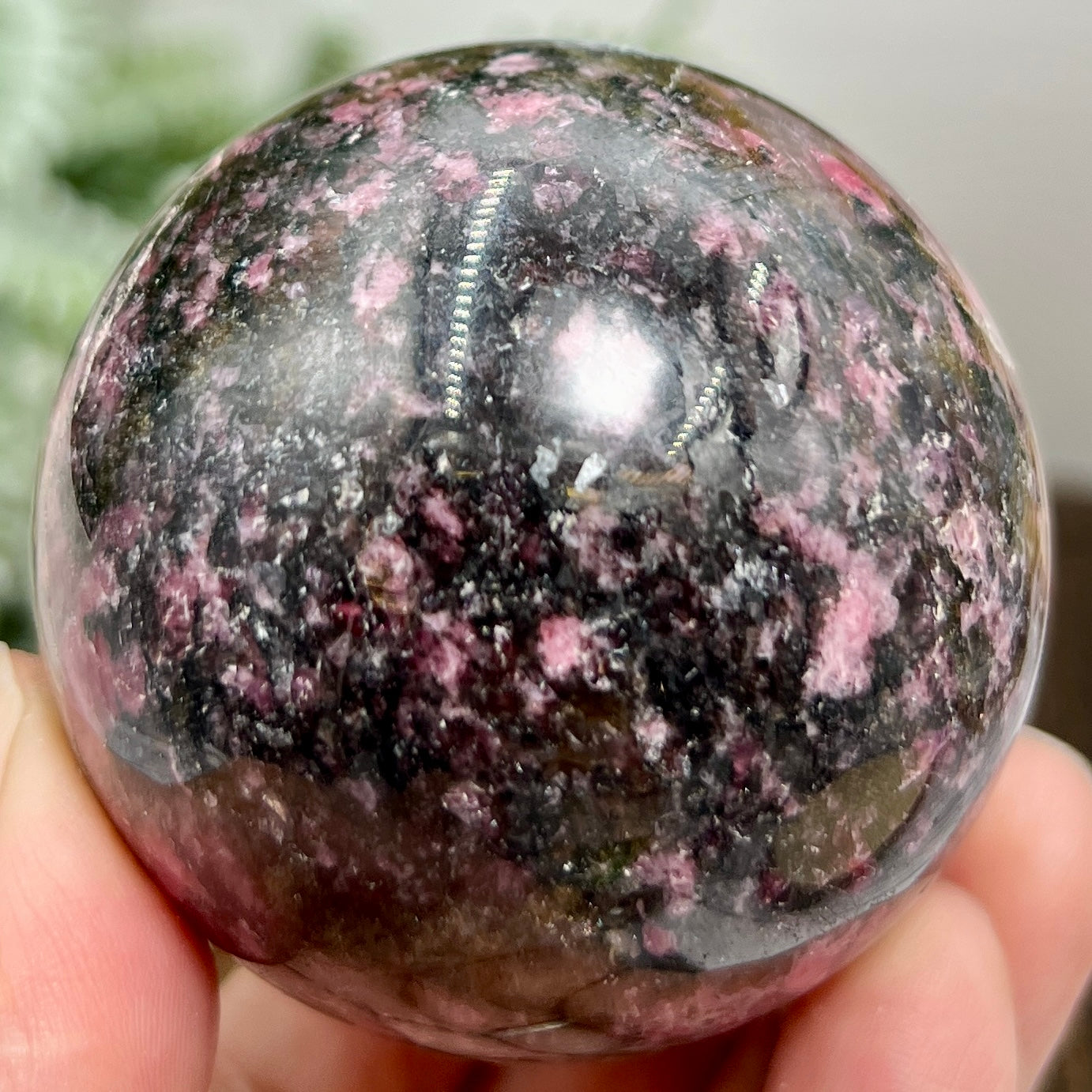 Rhodonite in Quartz Sphere Peru Healing Crystal Ball 326g 59mm