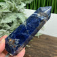 Sodalite with Pyrite Poets Stone Blue Tower Healing Crystal Generator 376g 139mm