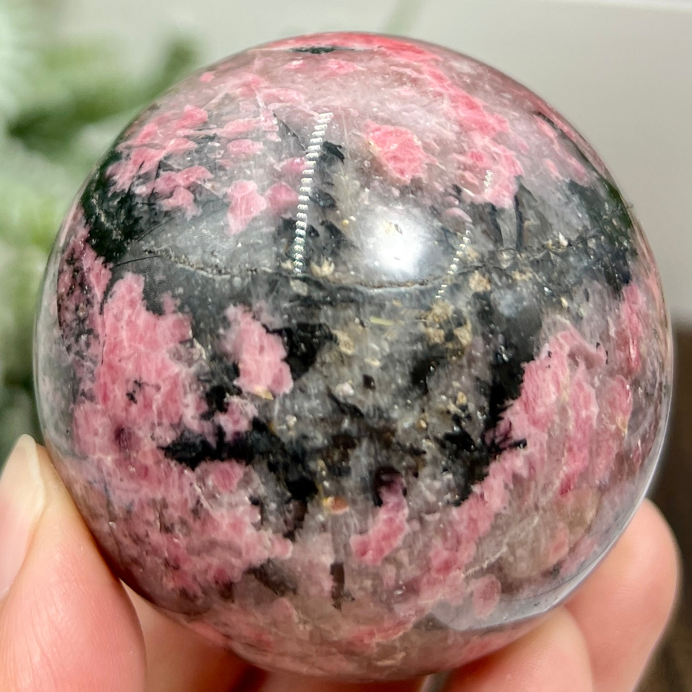 Rhodonite in Quartz Sphere Peru Healing Crystal Ball 326g 59mm