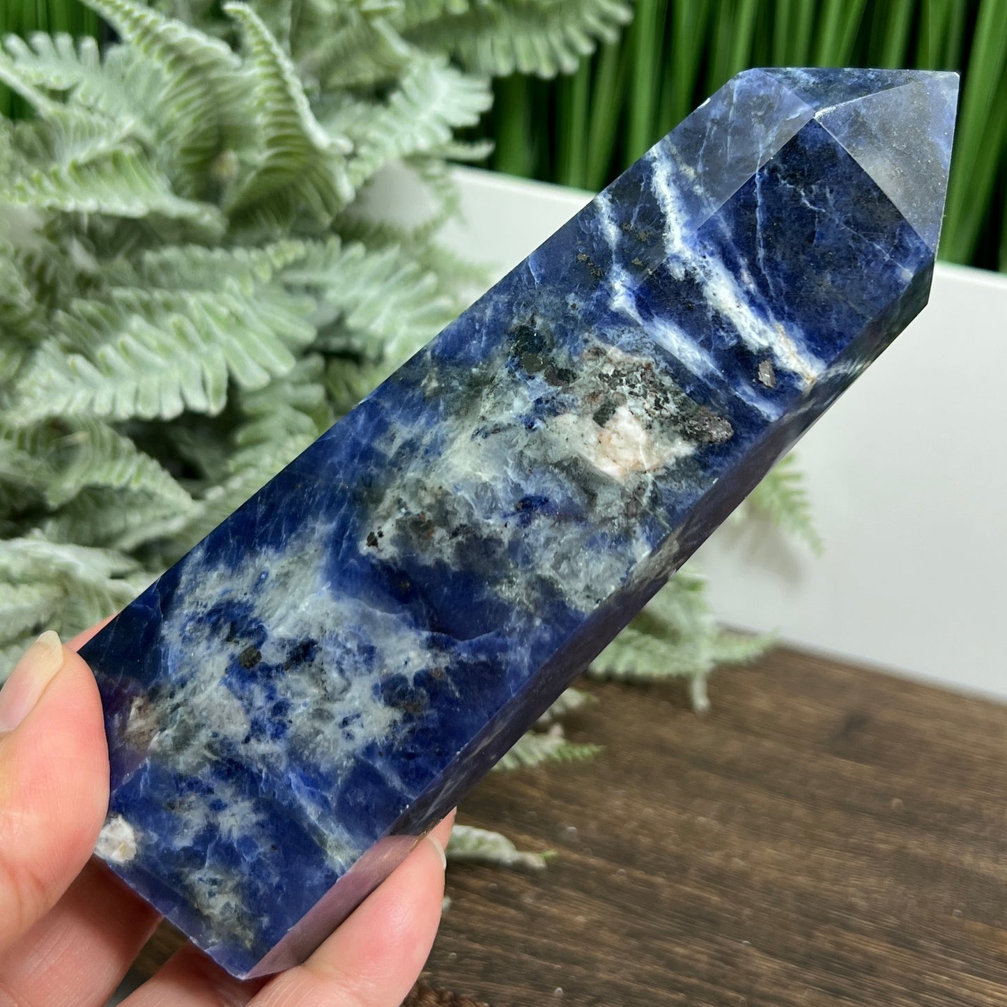 Sodalite with Pyrite Poets Stone Blue Tower Healing Crystal Generator 376g 139mm