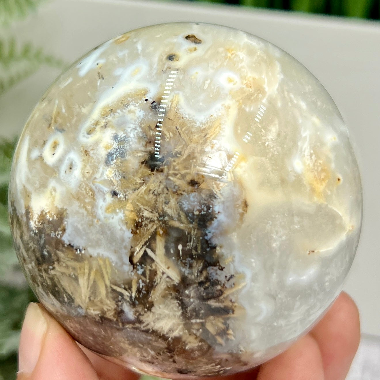 Rutilated Dendritic Agate Sphere RARE Crystal Ball 502g 72mm