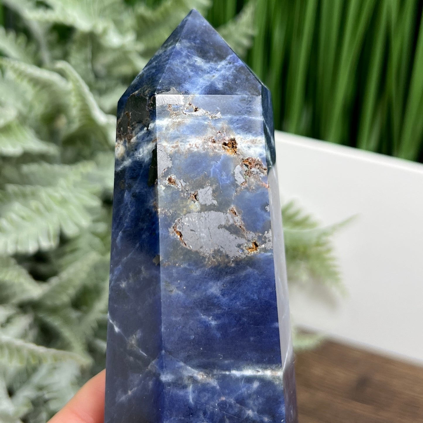 Sodalite with Pyrite Poets Stone Blue Tower Healing Crystal Generator 376g 139mm