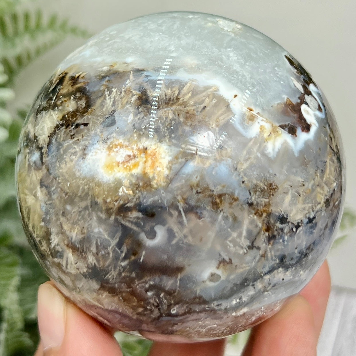 Rutilated Dendritic Agate Sphere RARE Crystal Ball 502g 72mm