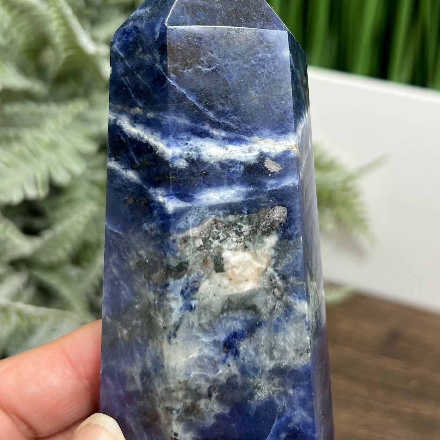 Sodalite with Pyrite Poets Stone Blue Tower Healing Crystal Generator 376g 139mm