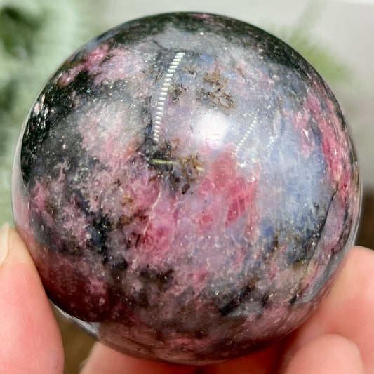 Rhodonite in Quartz Sphere Peru Healing Crystal Ball 250g 53mm