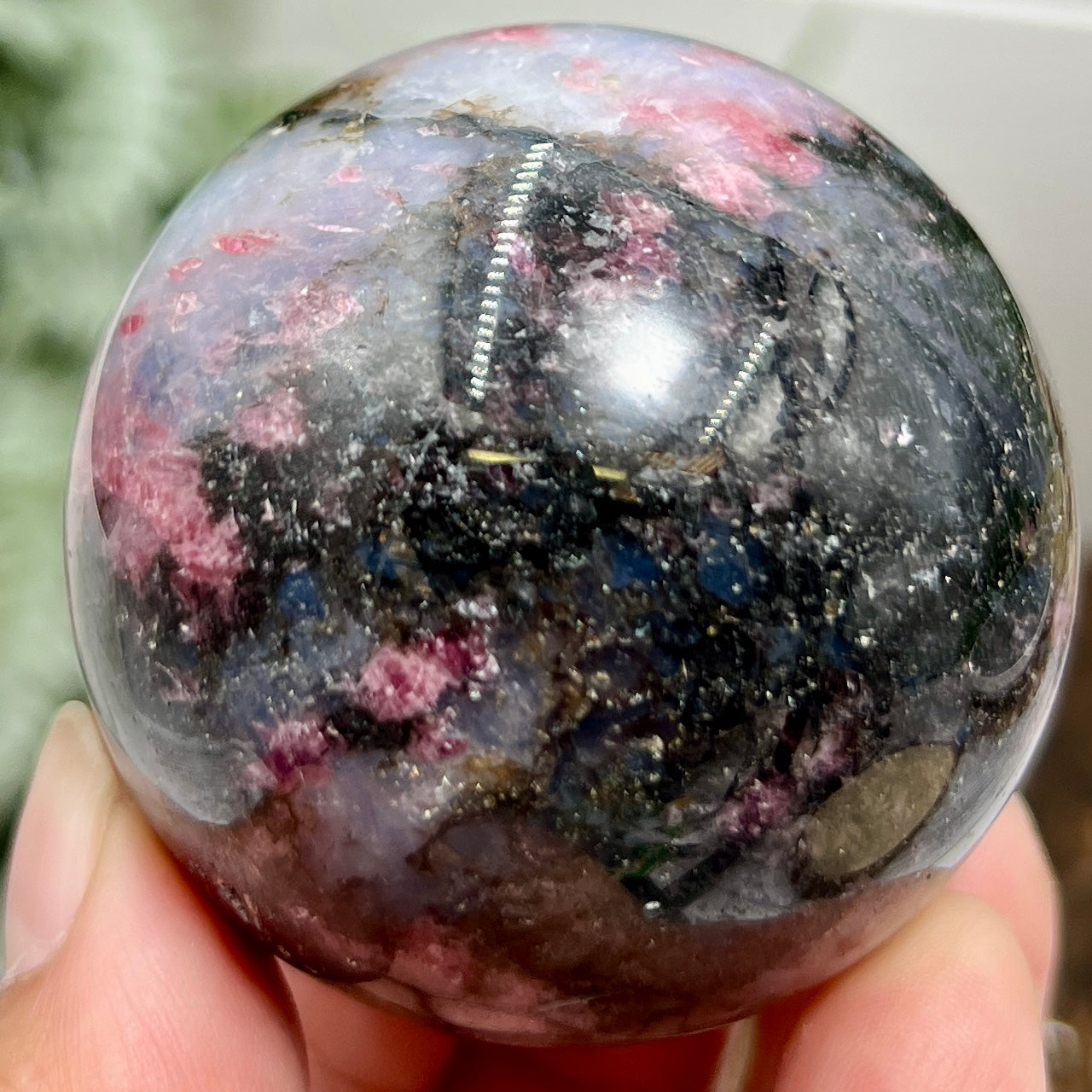 Rhodonite in Quartz Sphere Peru Healing Crystal Ball 250g 53mm