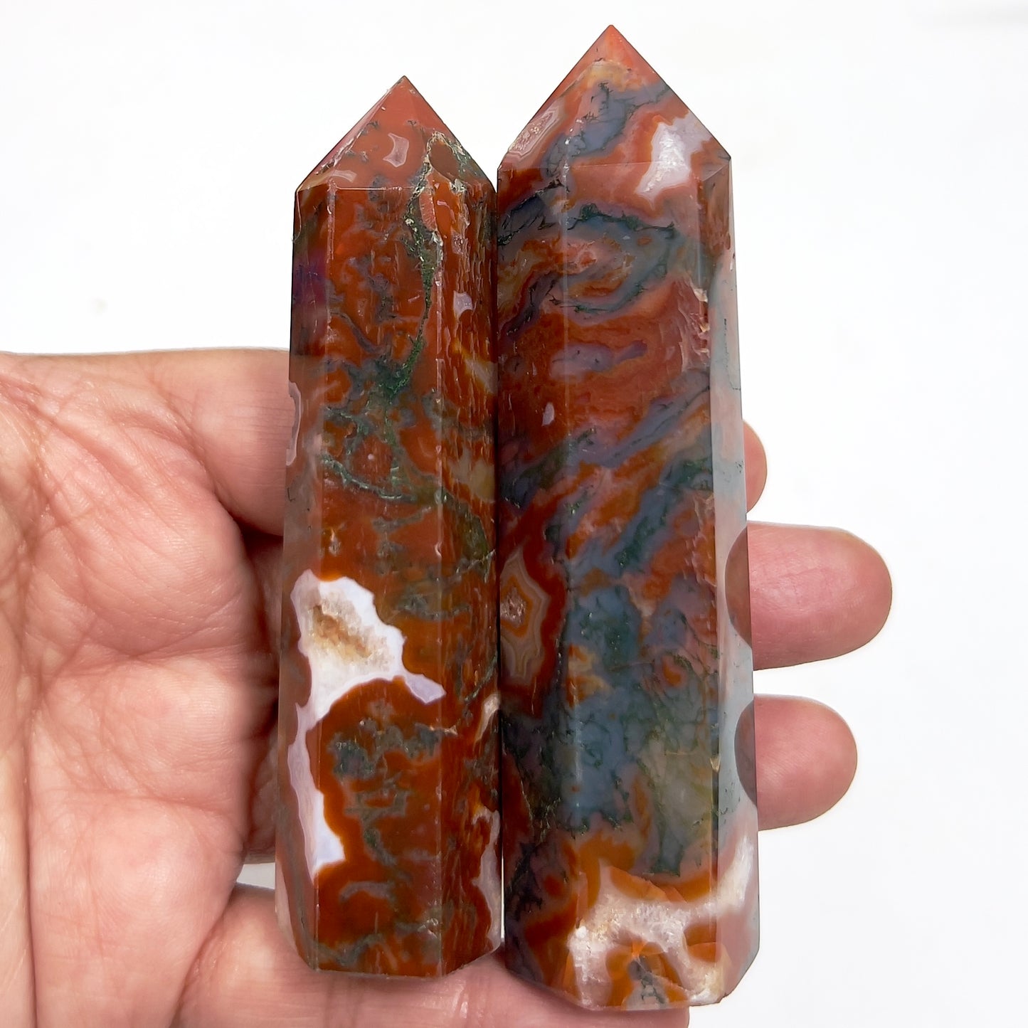 Red Moss Agate Points Rare Healing Crystal Generators