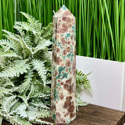 Russian Flower Cherry Blossom Jasper Tower Healing Crystal Generator 546g 202mm