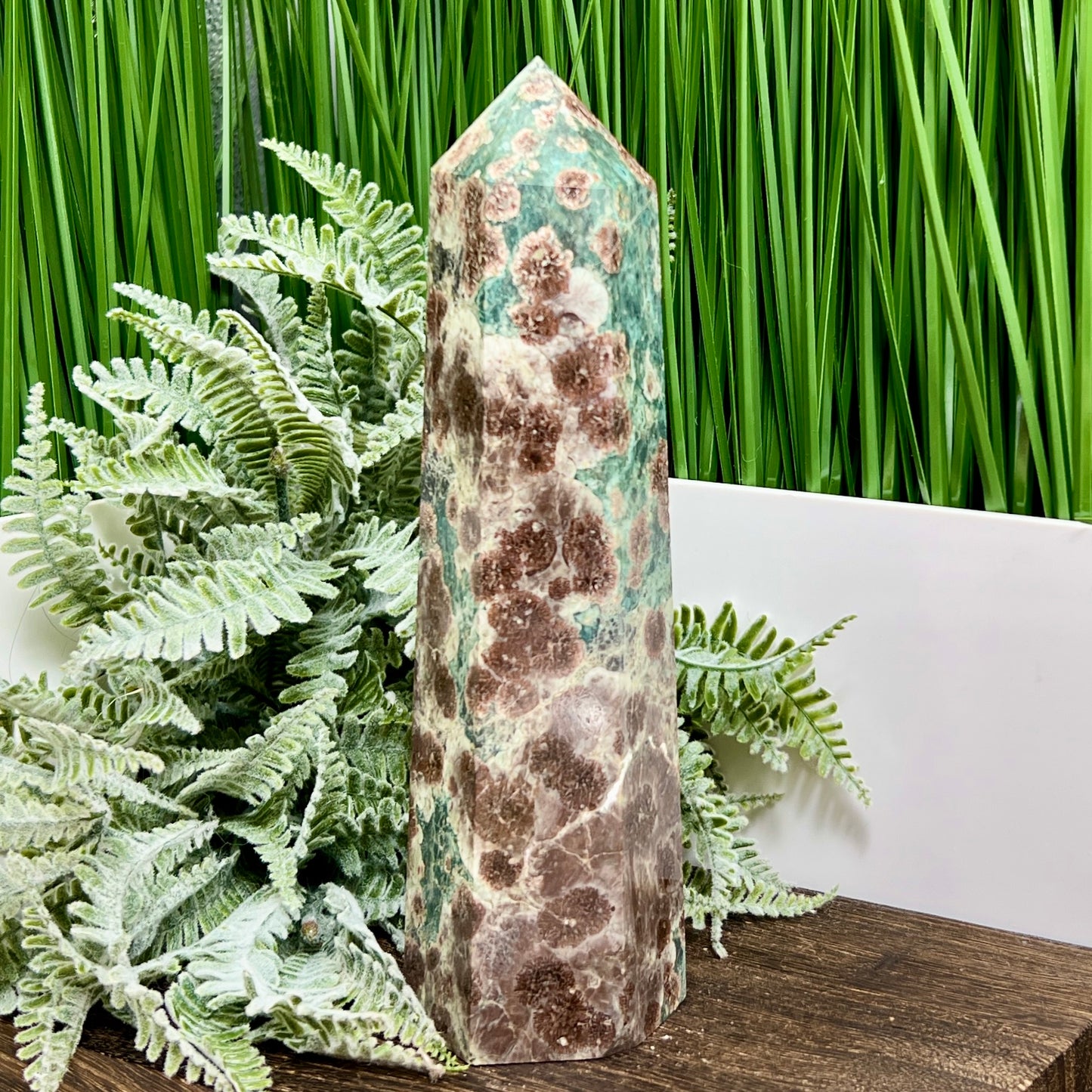 Russian Flower Cherry Blossom Jasper Tower Healing Crystal Generator 864g 200mm