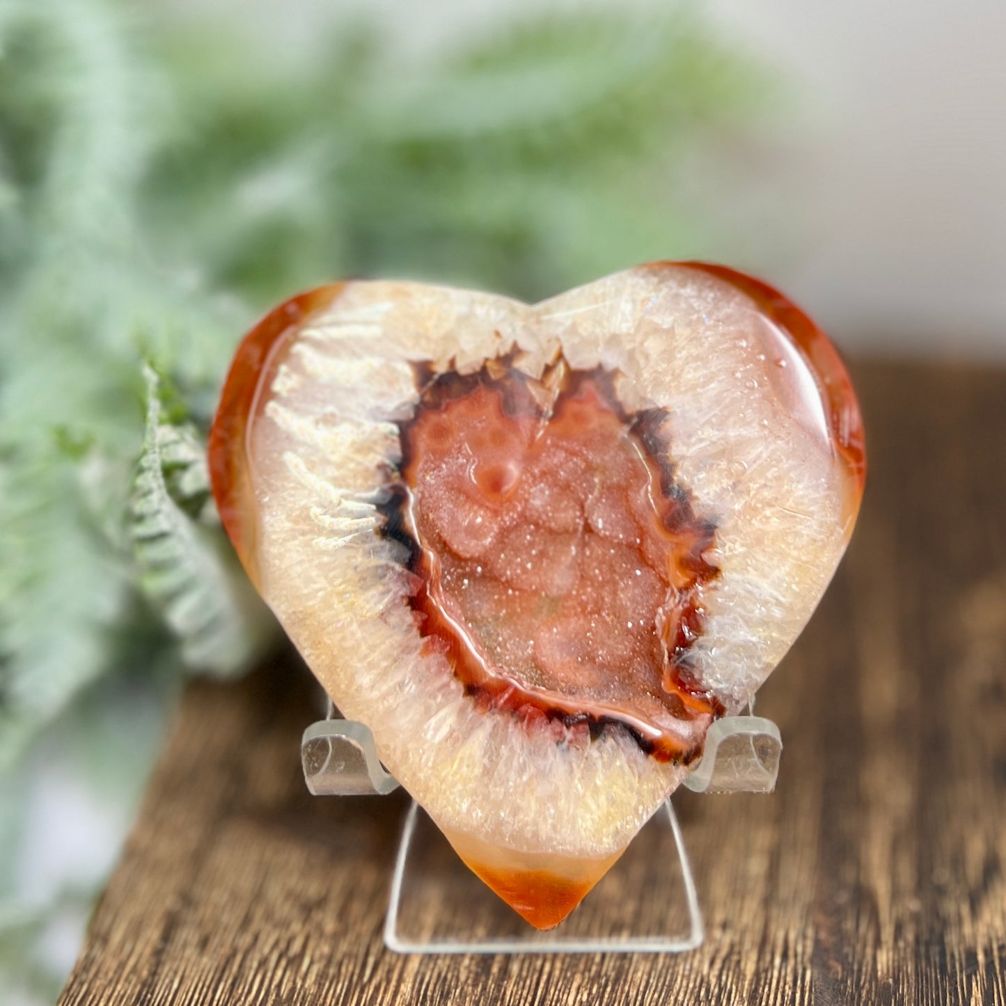 Carnelian Quartz Heart with Stand Healing Crystal Carving 118g