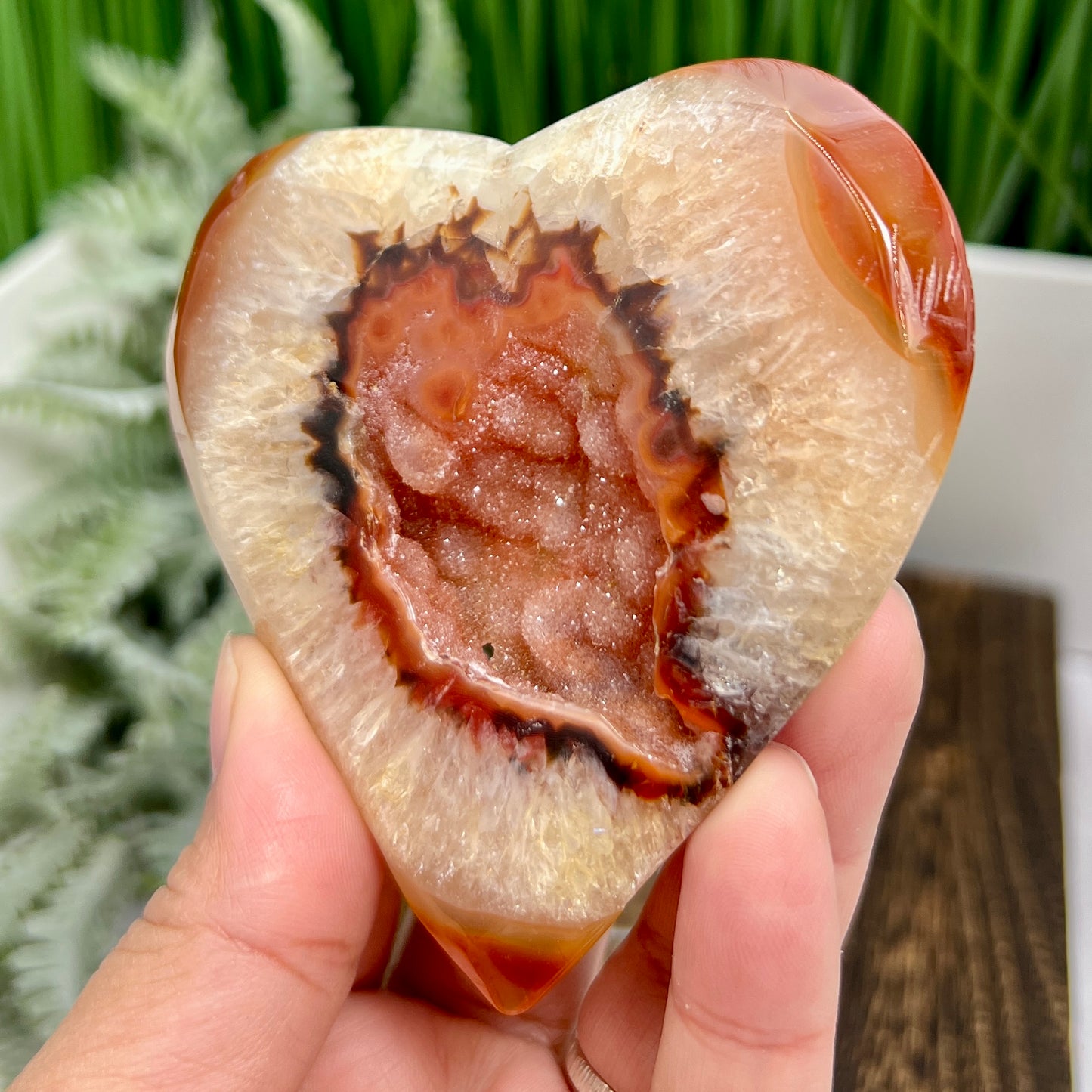 Carnelian Quartz Heart with Stand Healing Crystal Carving 118g