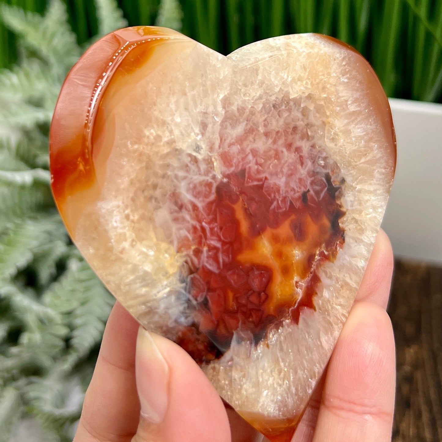 Carnelian Quartz Heart with Stand Healing Crystal Carving 118g