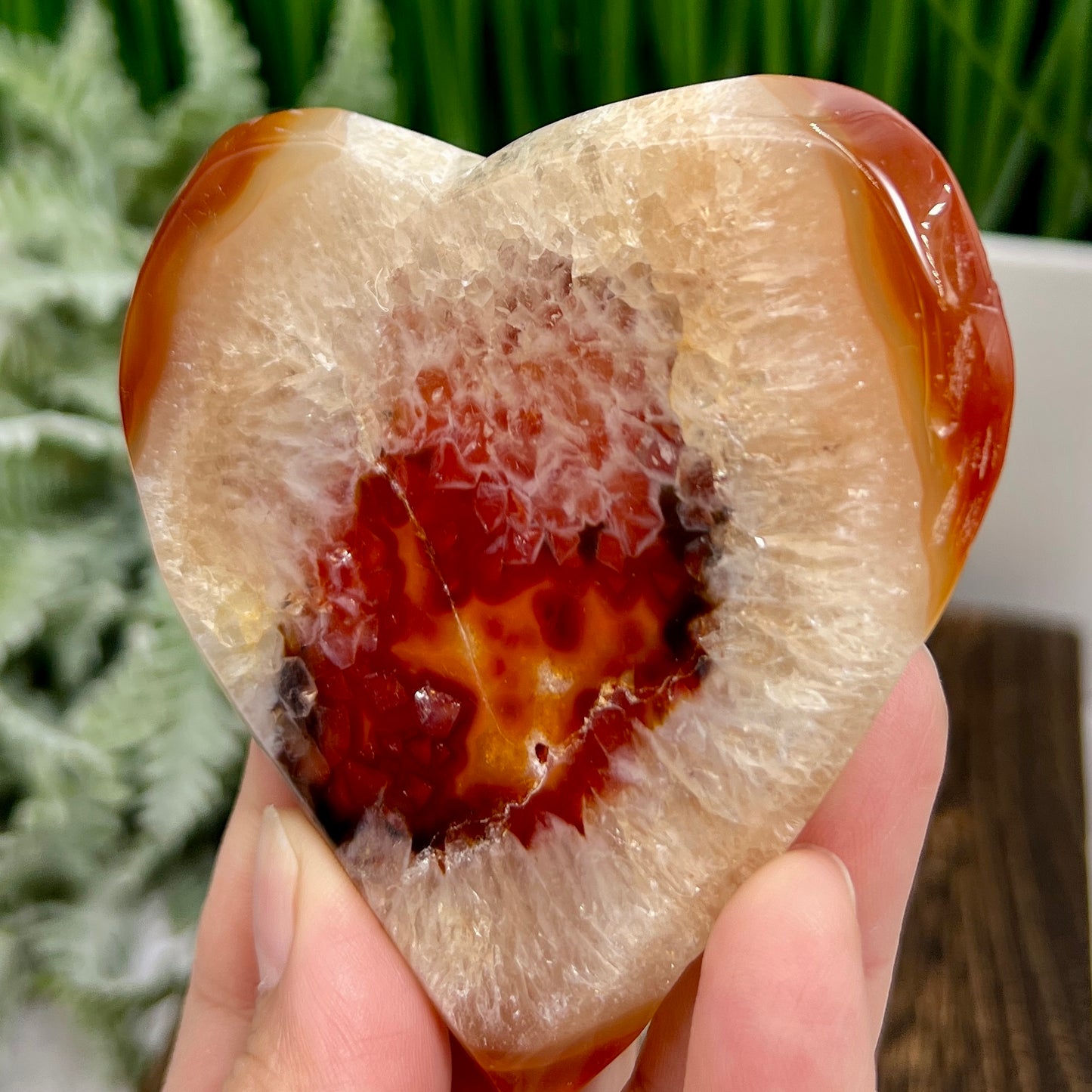 Carnelian Quartz Heart with Stand Healing Crystal Carving 118g