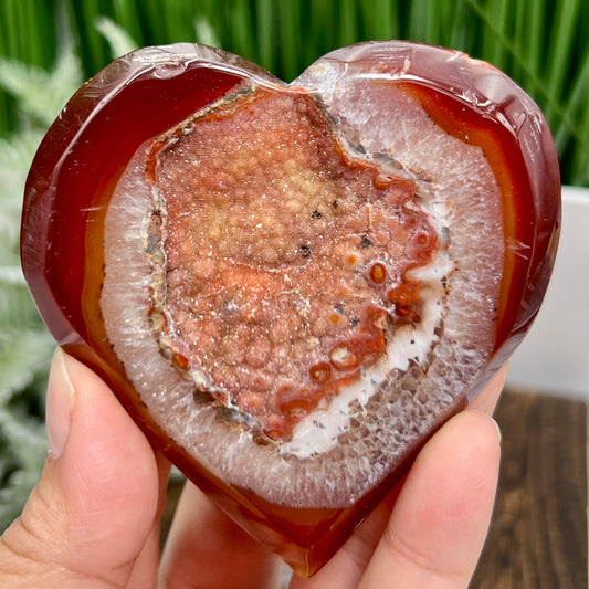 Carnelian Quartz Heart with Stand Healing Crystal Carving 122g