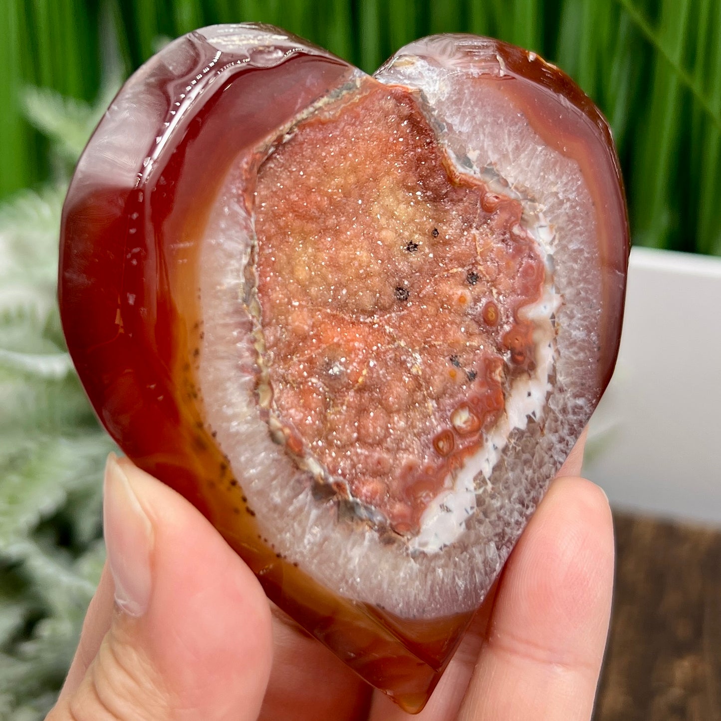 Carnelian Quartz Heart with Stand Healing Crystal Carving 122g