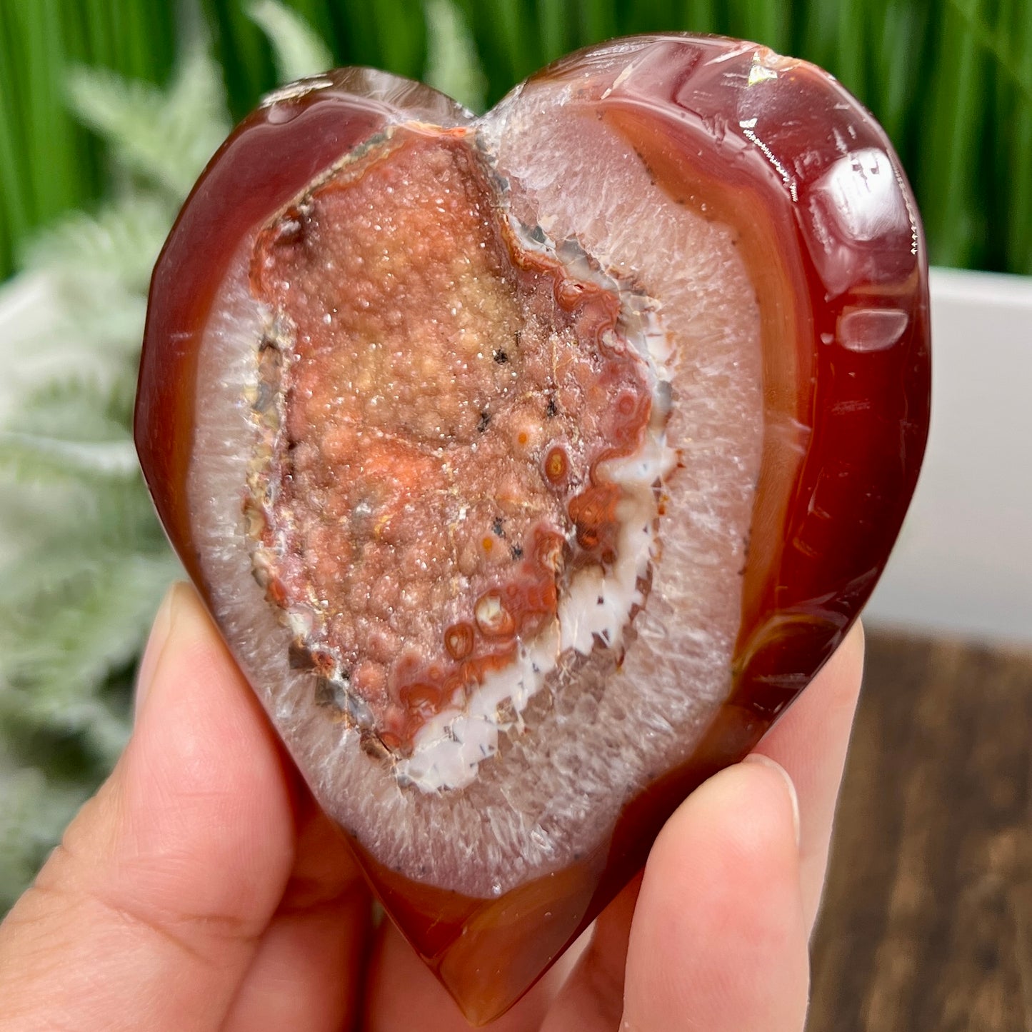 Carnelian Quartz Heart with Stand Healing Crystal Carving 122g