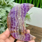 Amethyst with Mexican Lace Agate Purple Moon Crescent with Stand Healing Crystal 220g