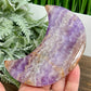 Amethyst with Mexican Lace Agate Purple Moon Crescent with Stand Healing Crystal 220g