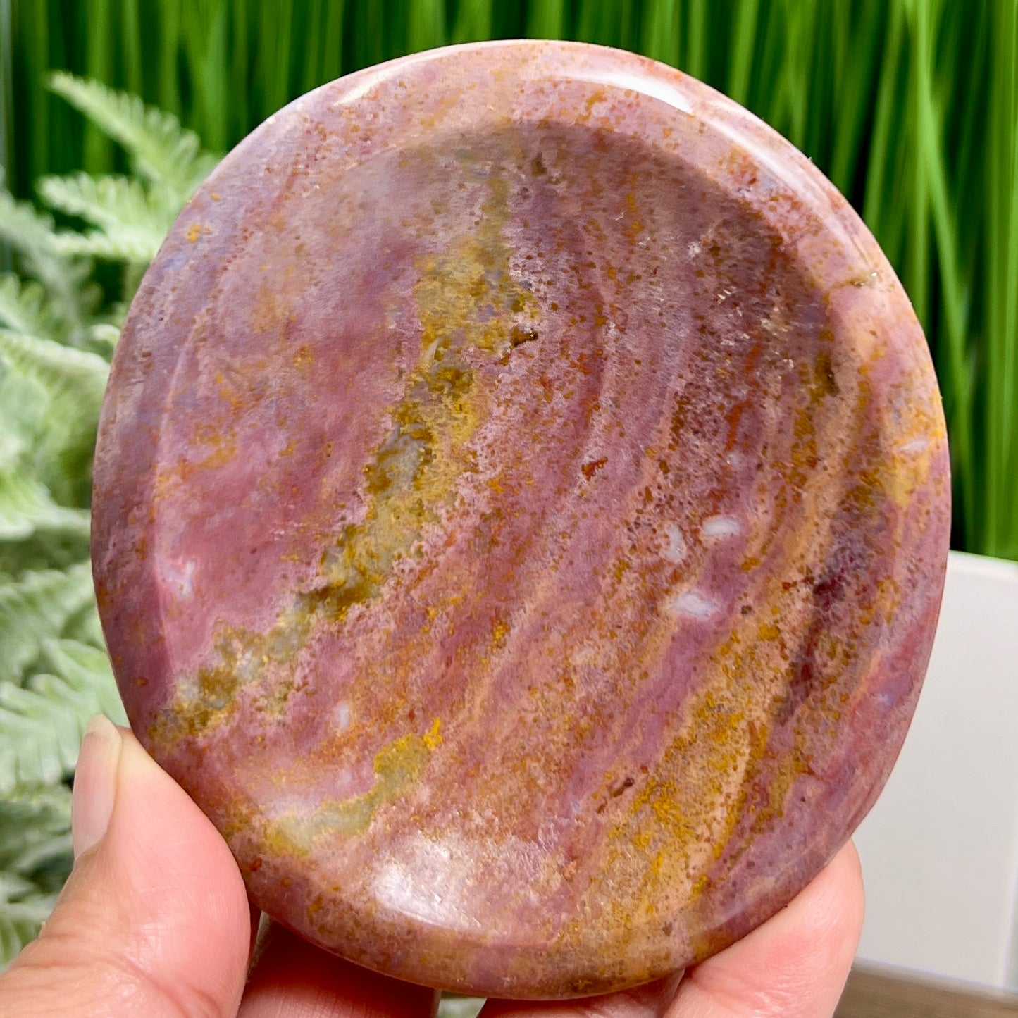 Ocean Sea Jasper Moon Crescent Bowl Healing Crystal Carving 304g