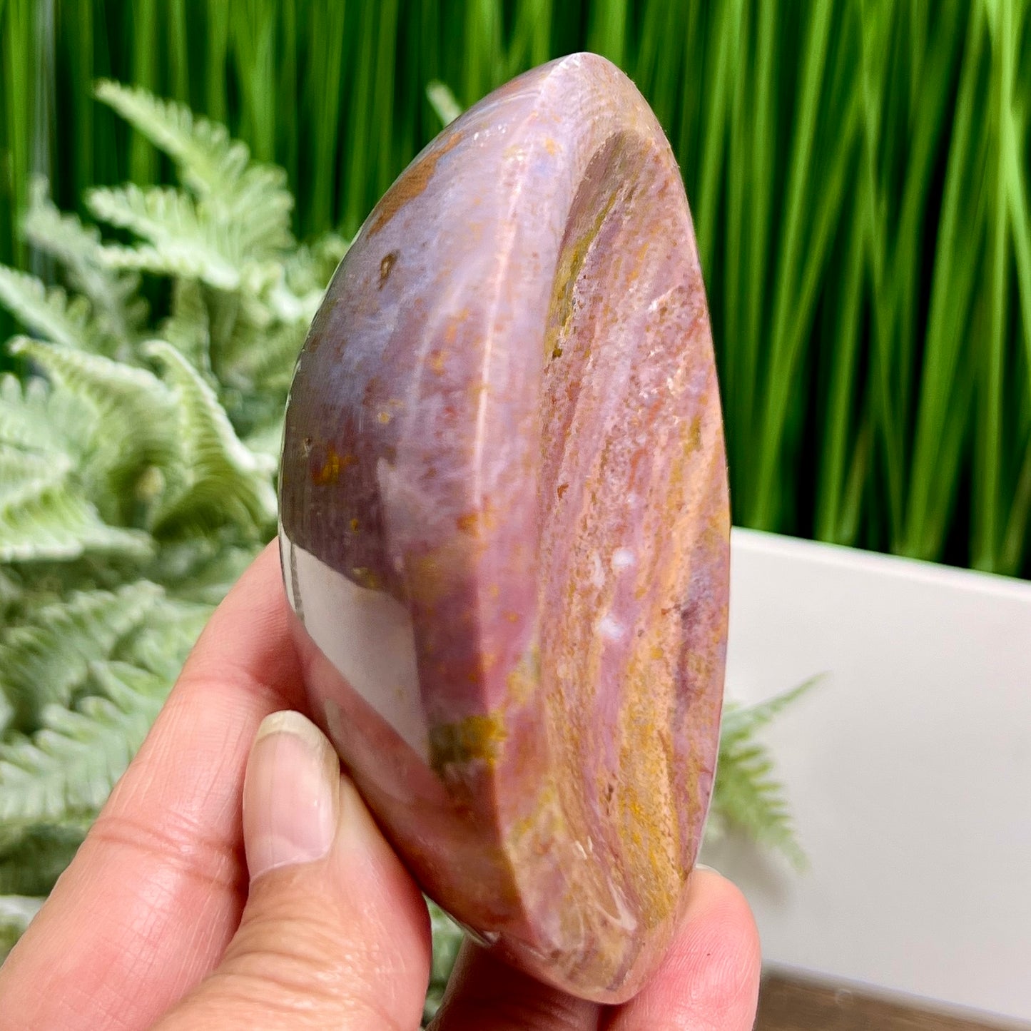 Ocean Sea Jasper Moon Crescent Bowl Healing Crystal Carving 304g