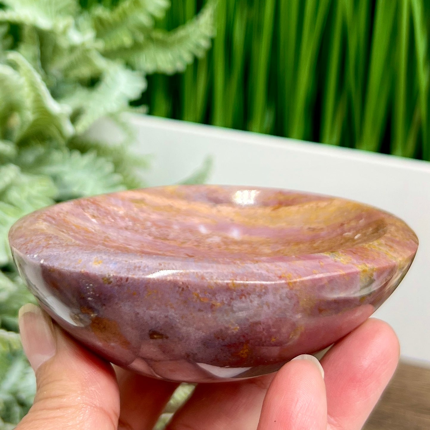 Ocean Sea Jasper Moon Crescent Bowl Healing Crystal Carving 304g