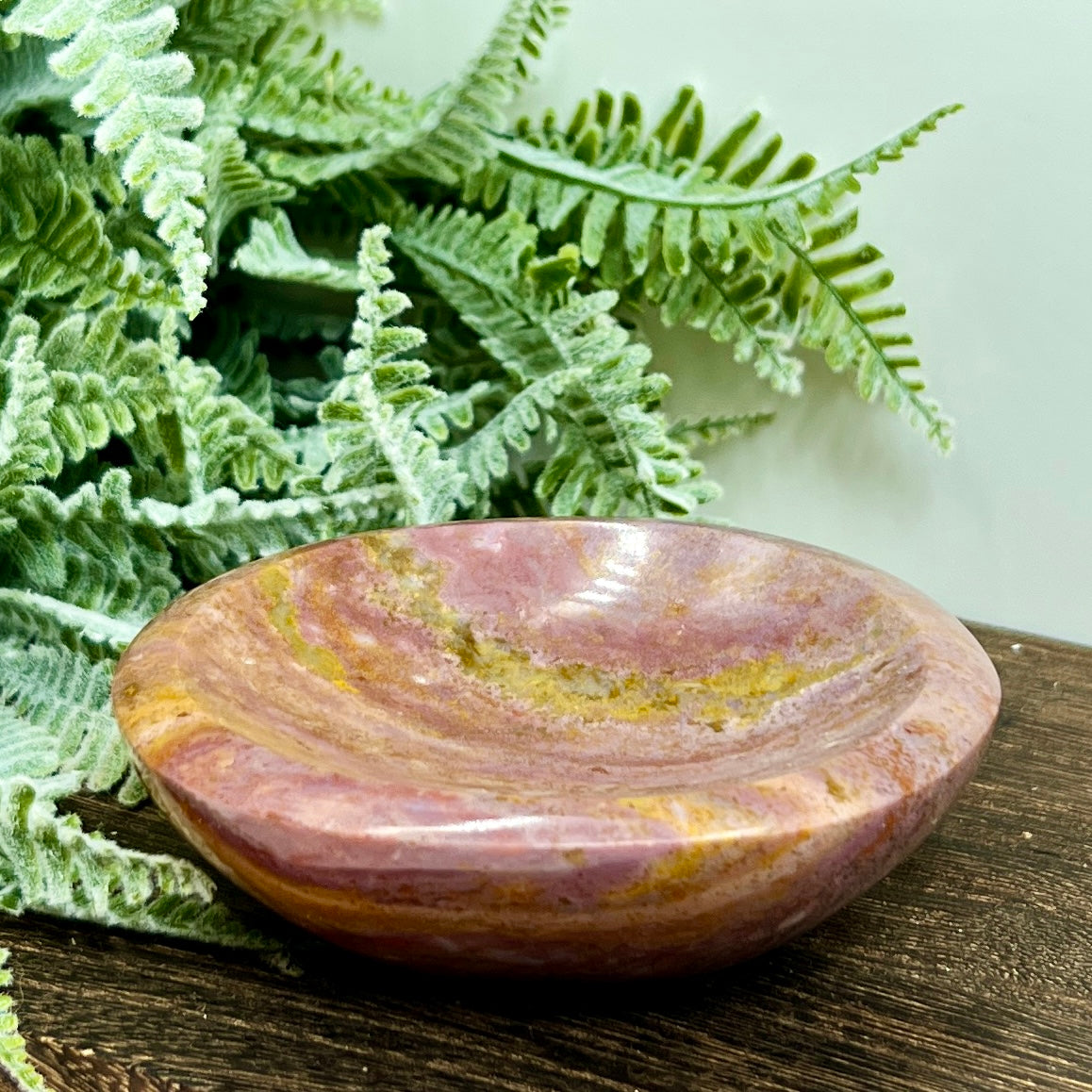 Ocean Sea Jasper Moon Crescent Bowl Healing Crystal Carving 304g