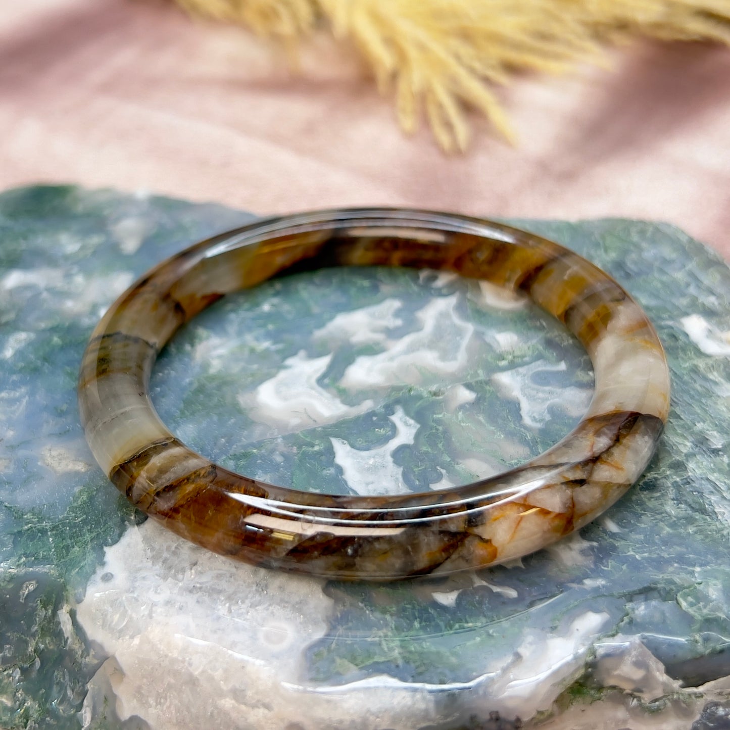 Golden Healer Quartz Bangle Bracelet Jewellery Wearable Crystal Healing Natural Reiki Stone Gemstone