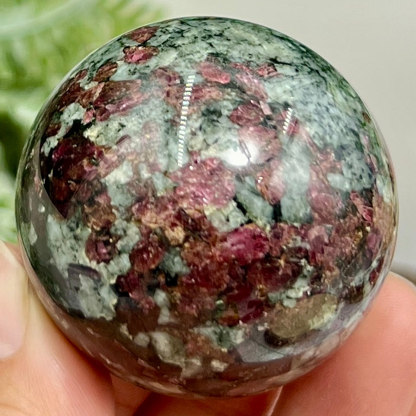 Eudialyte Garnet Feldspar Niter Rare Sphere UV Reactive Crystal Ball 146g 47mm