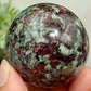 Eudialyte Garnet Feldspar Niter Rare Sphere UV Reactive Crystal Ball 146g 47mm