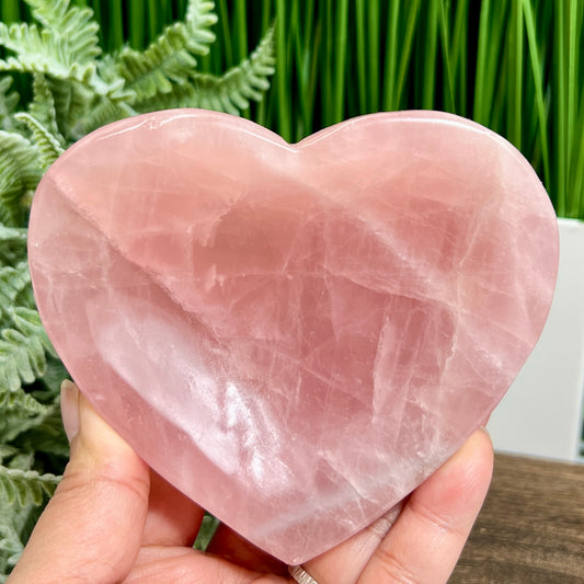 Rose Quartz Pink Heart Bowl Healing Crystal Carving 624g