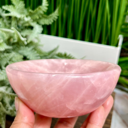 Rose Quartz Pink Round Bowl Healing Crystal Carving 722g