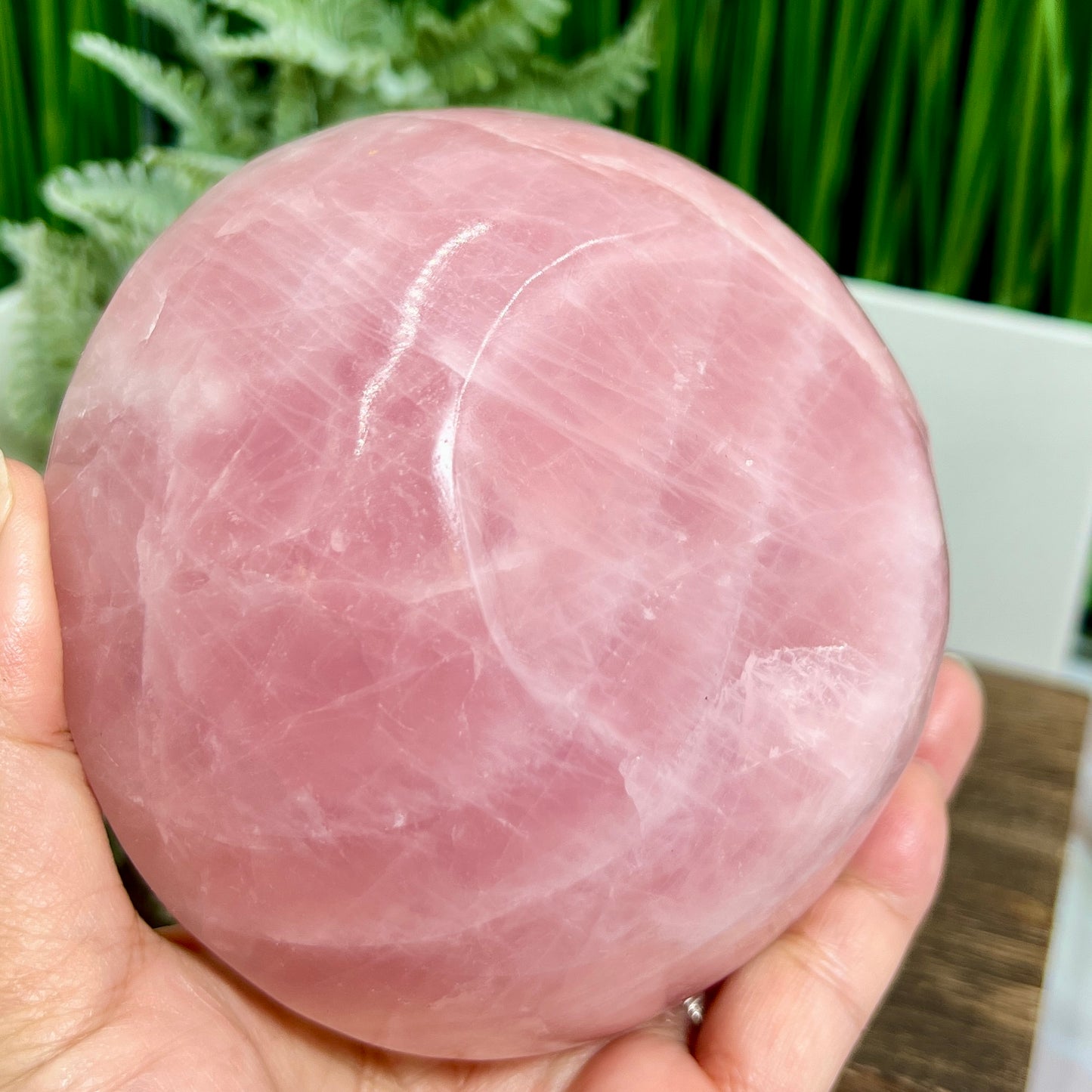 Rose Quartz Pink Round Bowl Healing Crystal Carving 722g