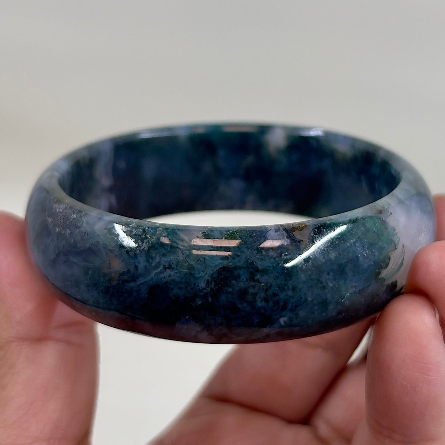 Moss Agate Bangle Bracelet Jewellery Wearable Crystal Healing Natural Reiki Stone Gemstone