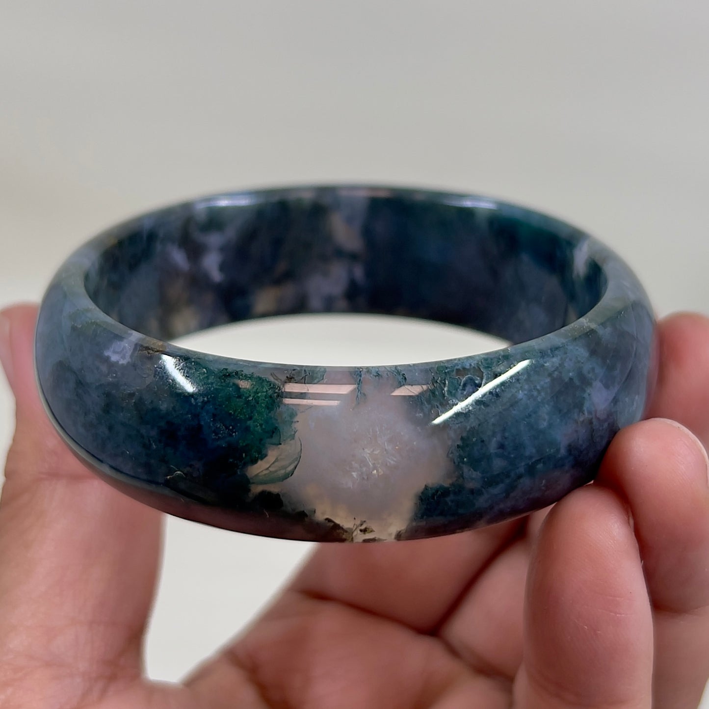 Moss Agate Bangle Bracelet Jewellery Wearable Crystal Healing Natural Reiki Stone Gemstone