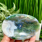 Moss Agate Oblong Bowl Healing Crystal Carving 252g